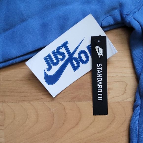 Nike Sportswear Hoodie Blue Yellow White Boys Girls Just Do It Sweatshirt - Picture 6 of 7